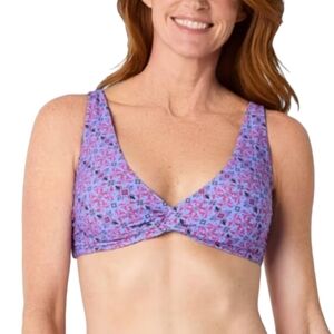 Liz Claiborne Geometric Bra Kingston Voyage BikiniSwimsuit Top Size 16